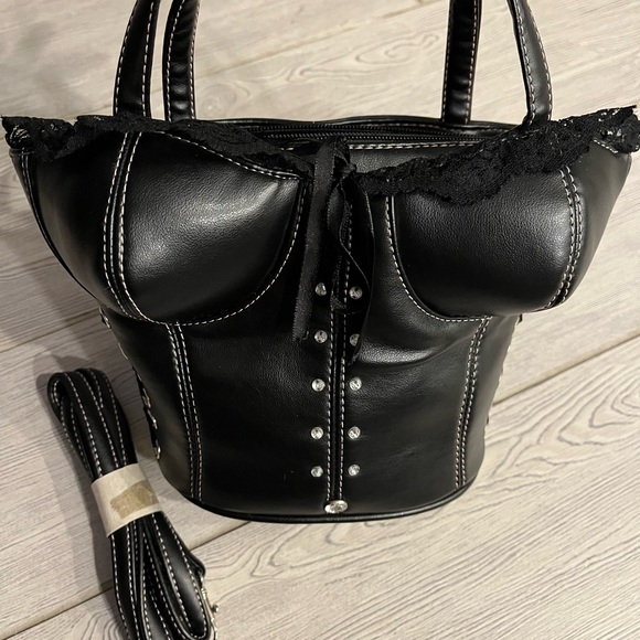 Far Nine Black Bustier Corset-Style Crossbody with Studded Detail - Picture 1 of 16